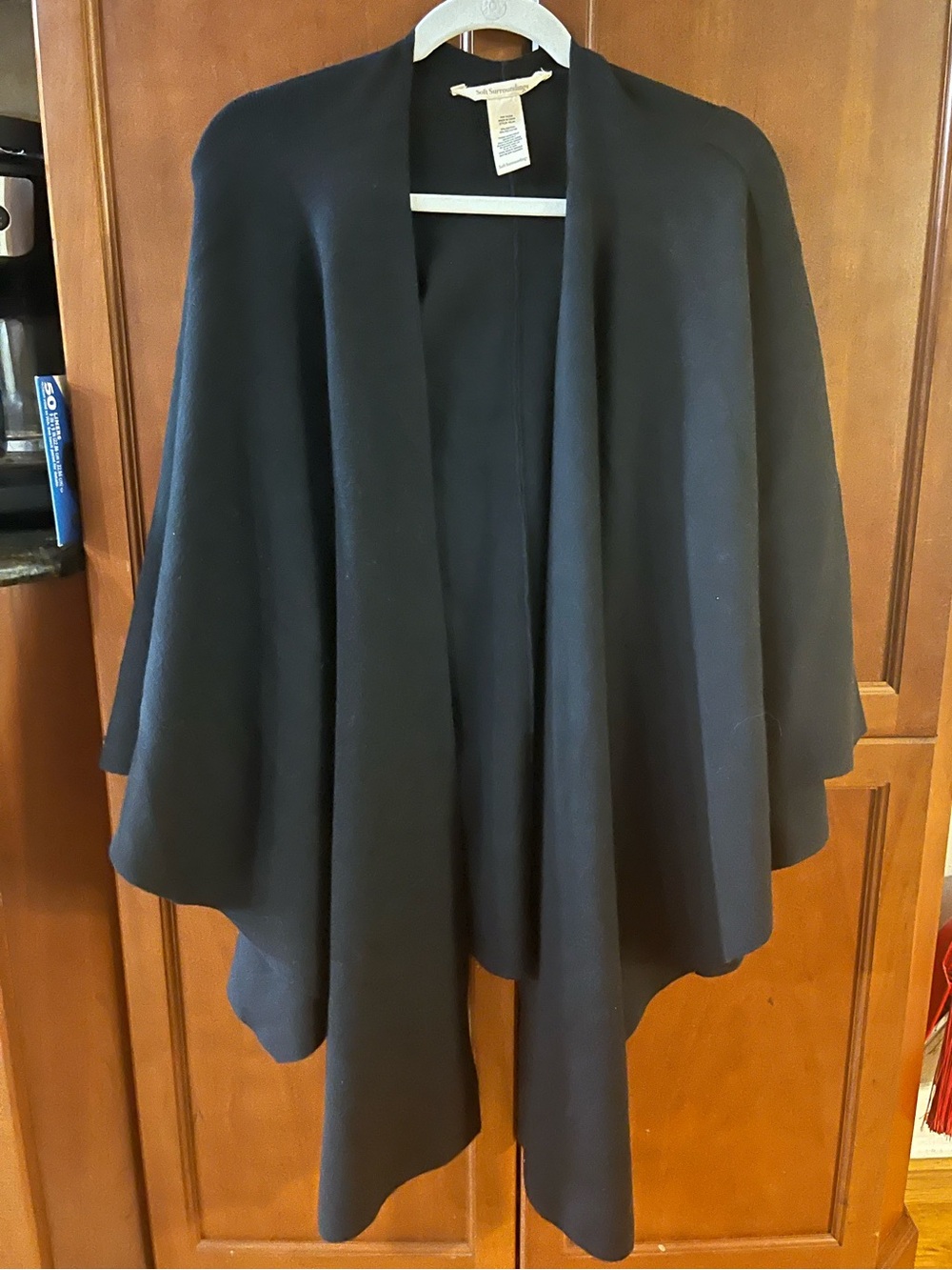 Soft Surroundings Black Draped Poncho Cape Wrap